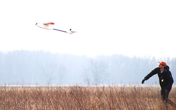 Photo of drone in flight (Photo by Audrey Ingram, Ohio Federal Research Network)